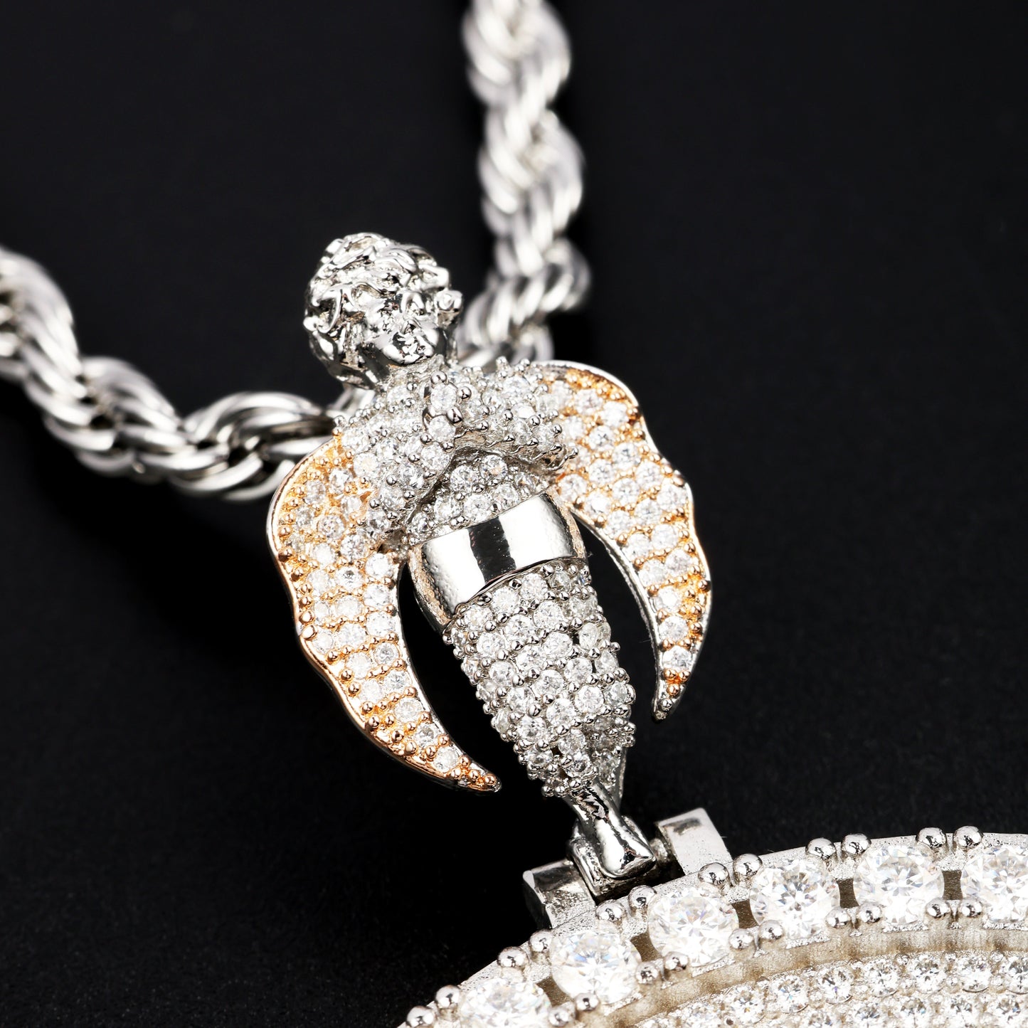 Custom Angel Bail Letters Circle Pendant