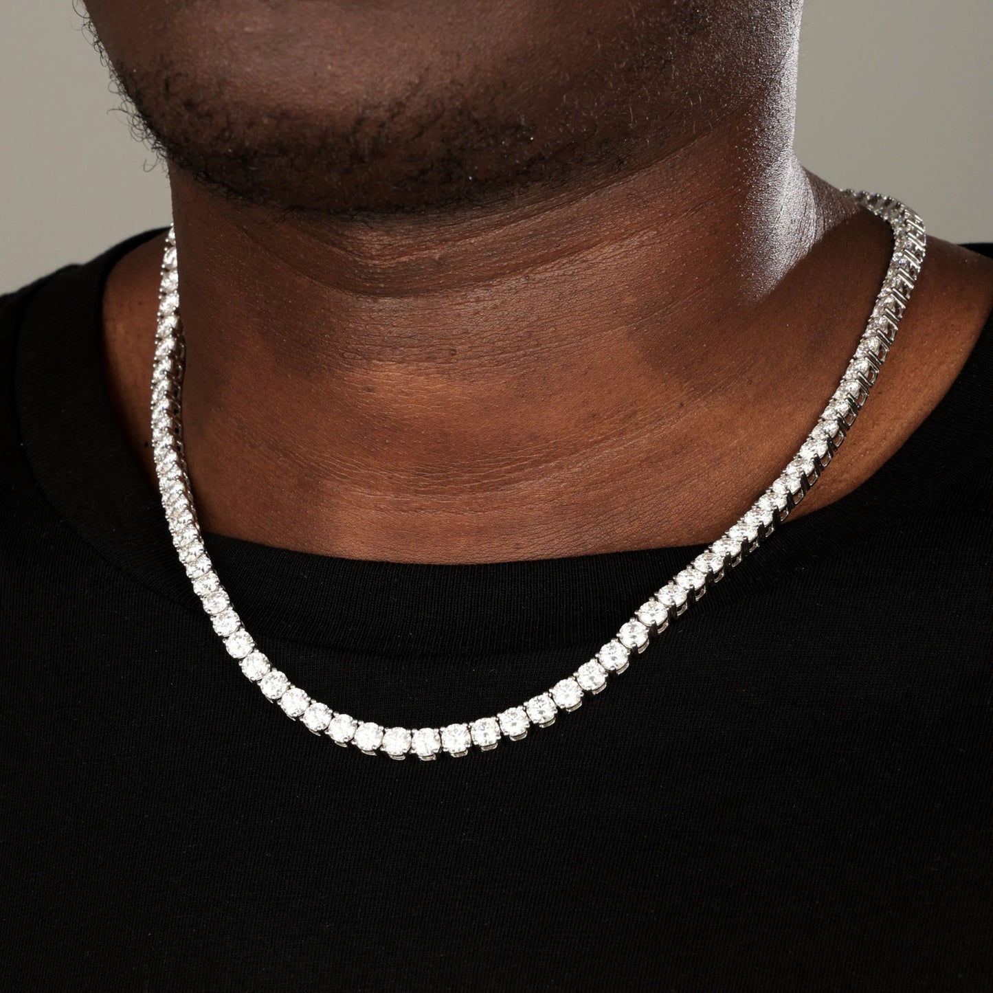 5mm 925 Silver Moissanite Tennis Chain White Gold