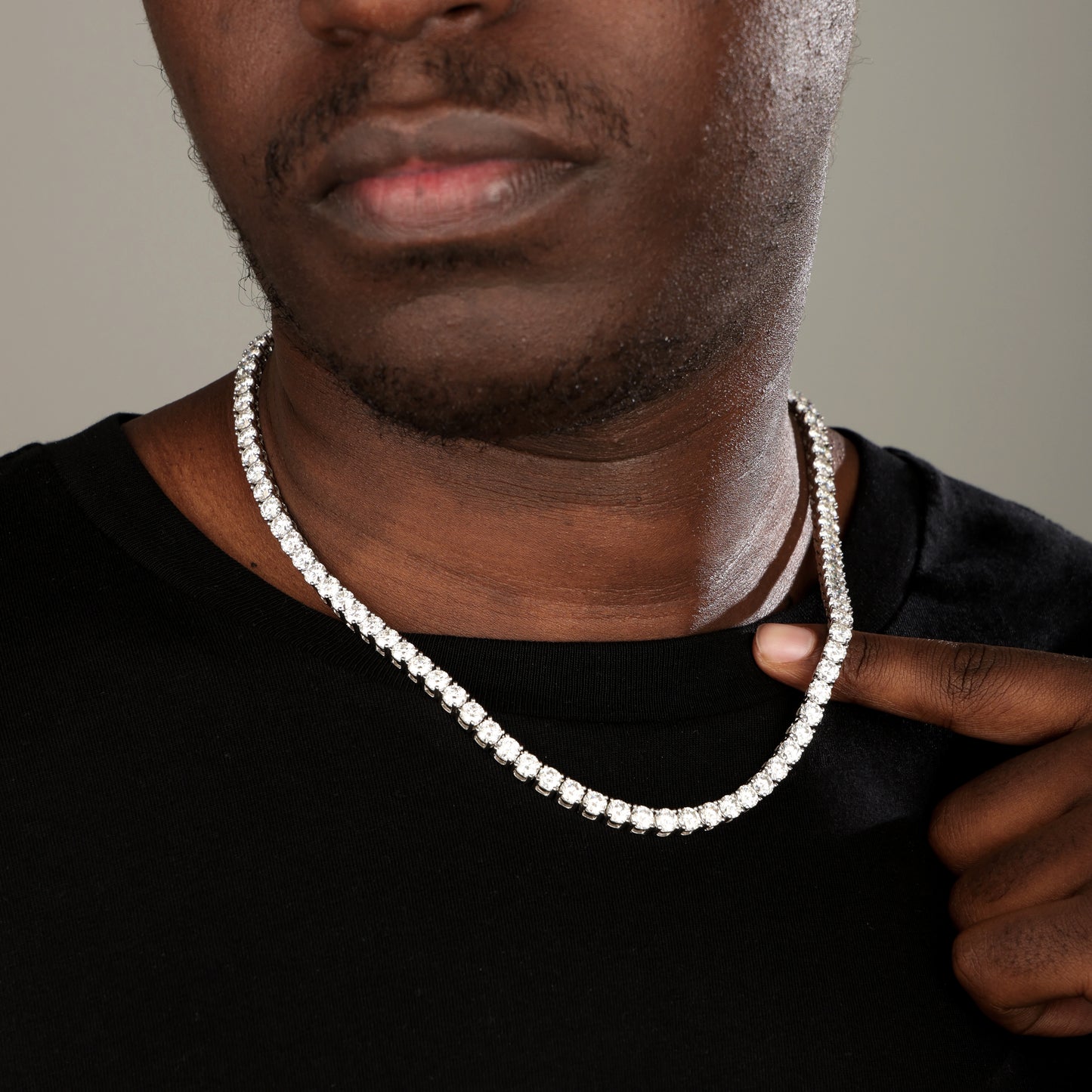5mm 925 Silver Moissanite Tennis Chain White Gold