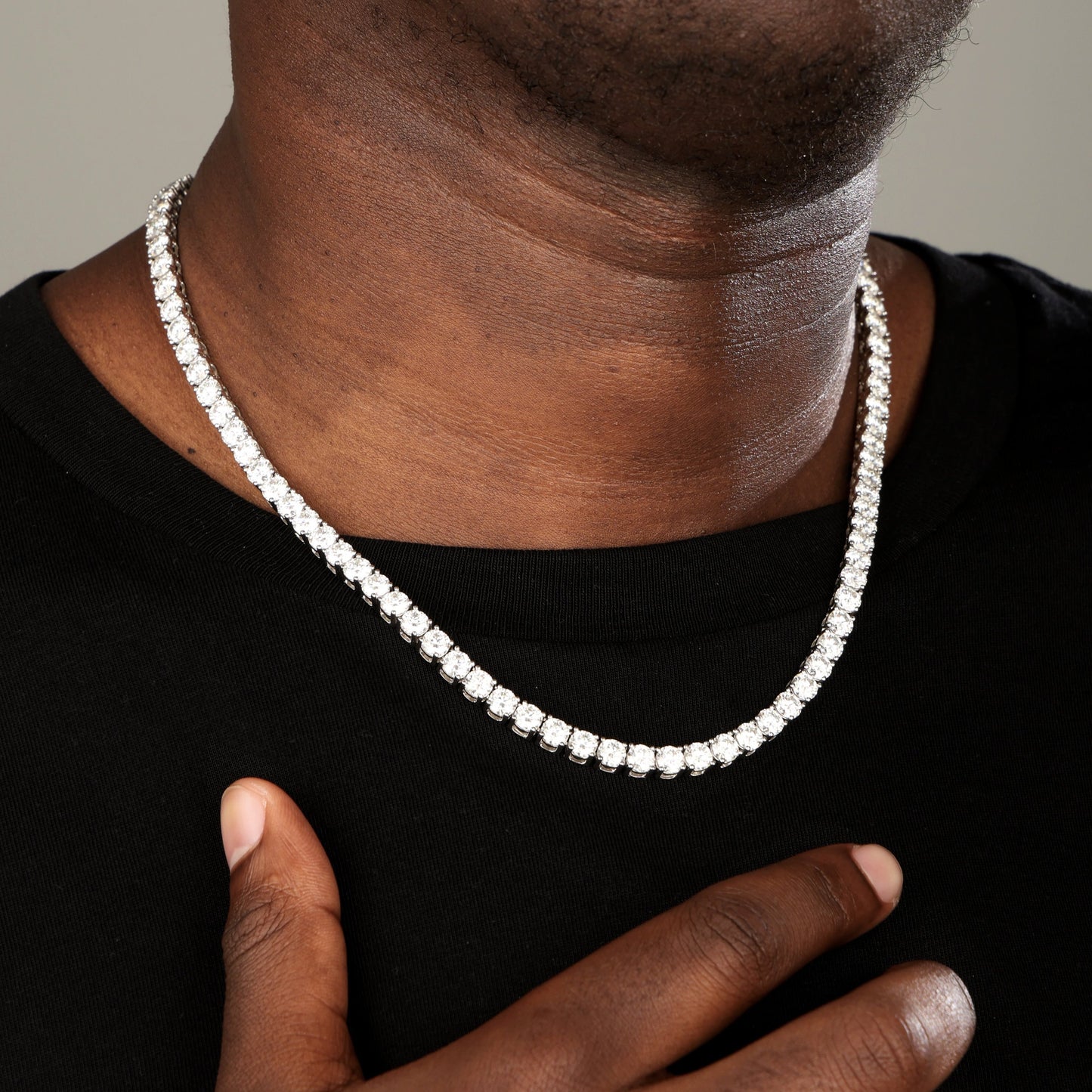 5mm 925 Silver Moissanite Tennis Chain White Gold