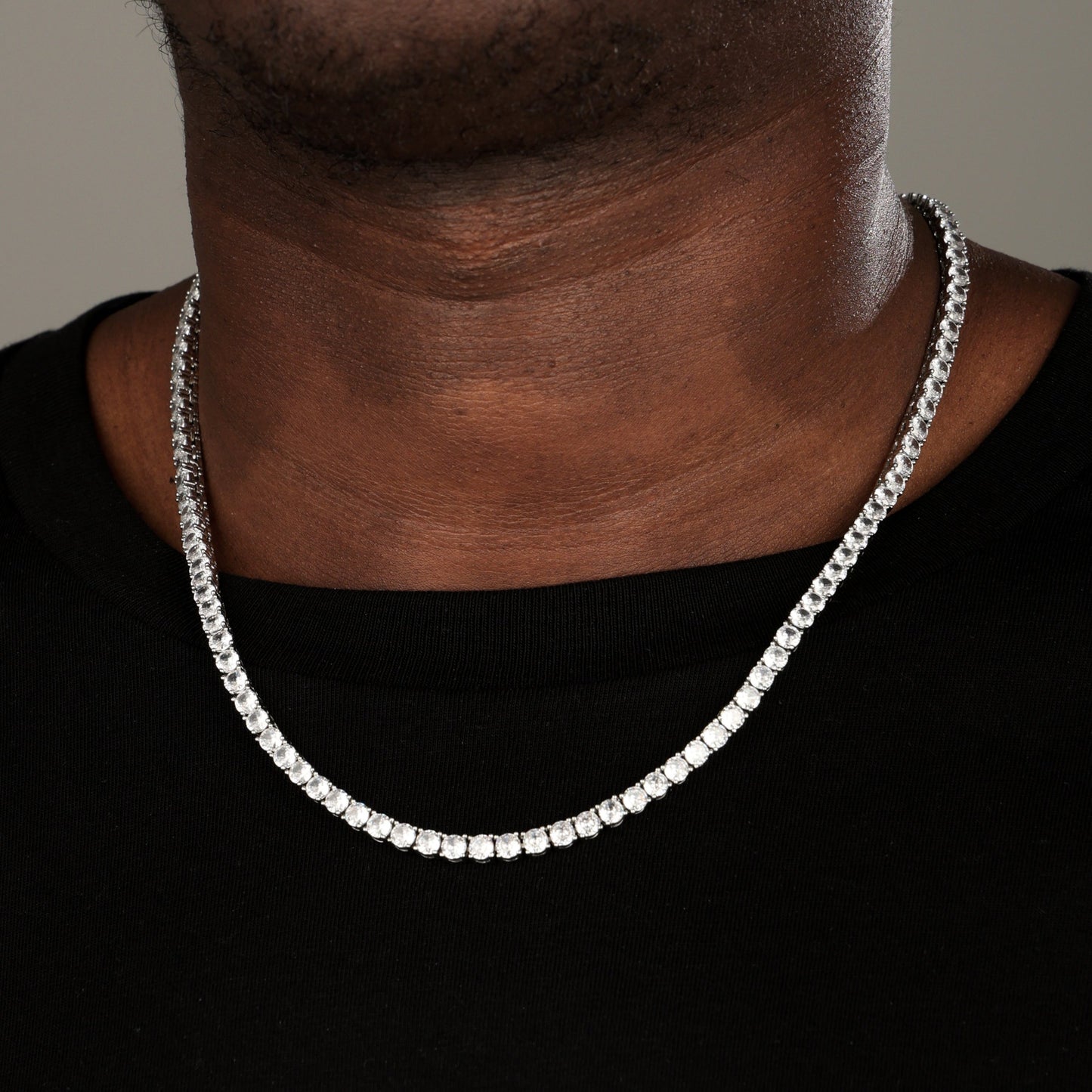 4MM 925 Silver Moissanite Tennis Chain White Gold
