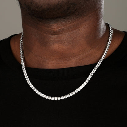 4MM 925 Silver Moissanite Tennis Chain White Gold