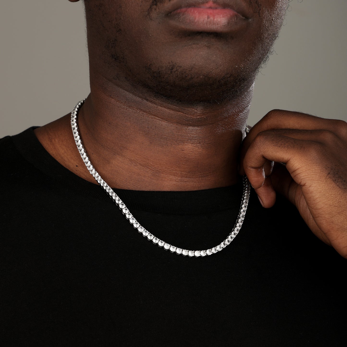 4MM 925 Silver Moissanite Tennis Chain White Gold