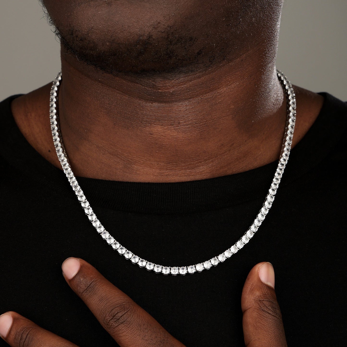4MM 925 Silver Moissanite Tennis Chain White Gold