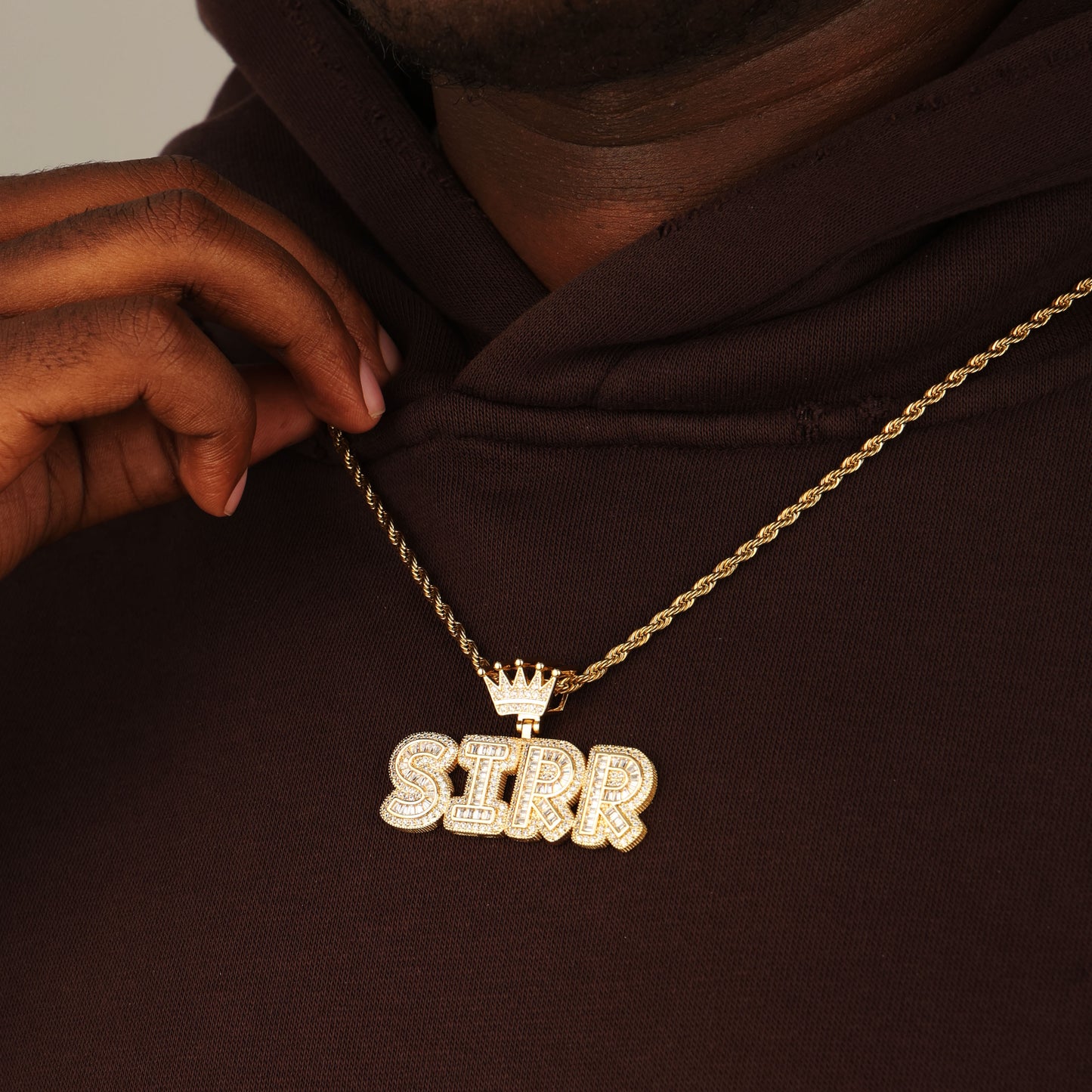 Custom Baguette Letter Name Necklace 18K Gold