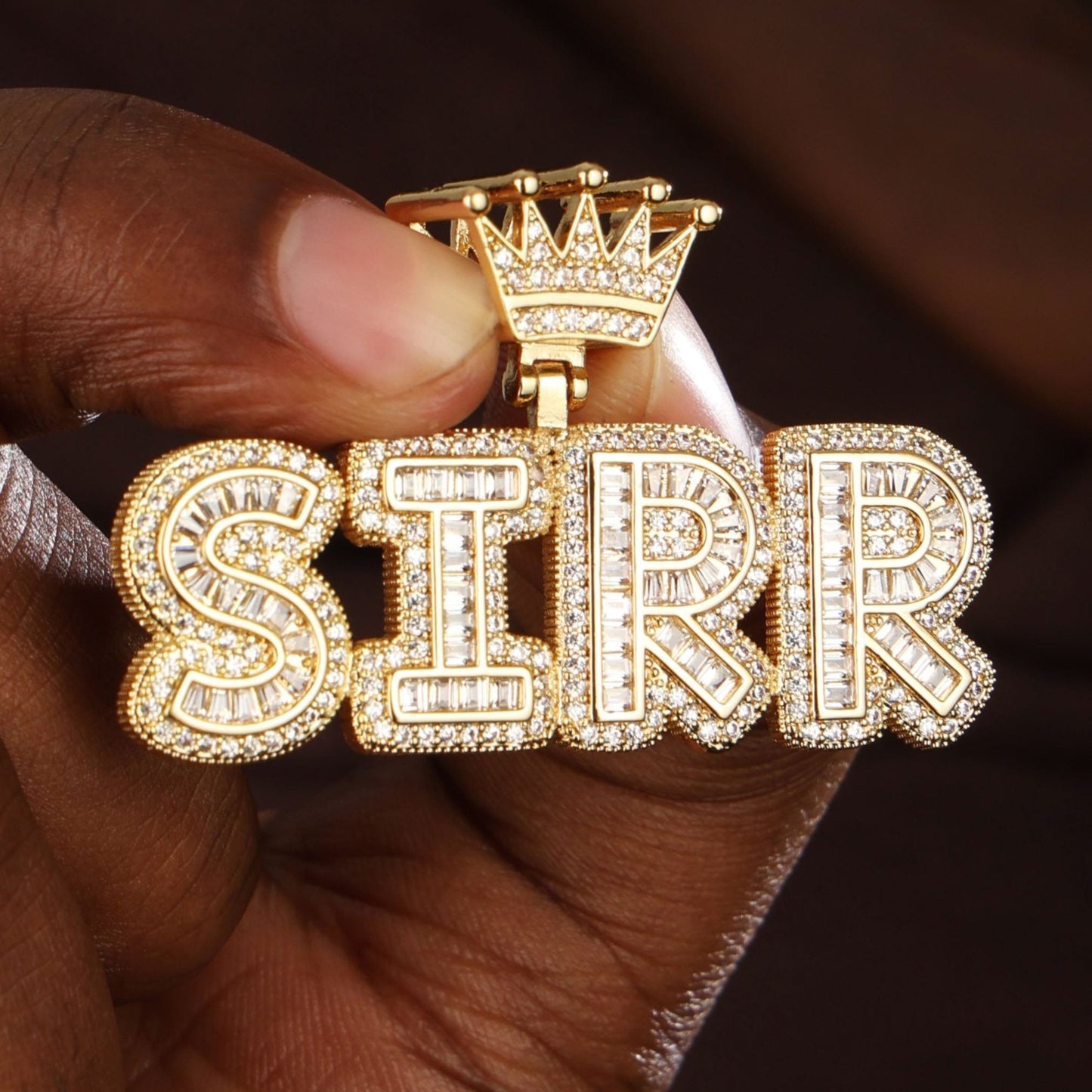 Custom Baguette Letter Name Necklace 18K Gold