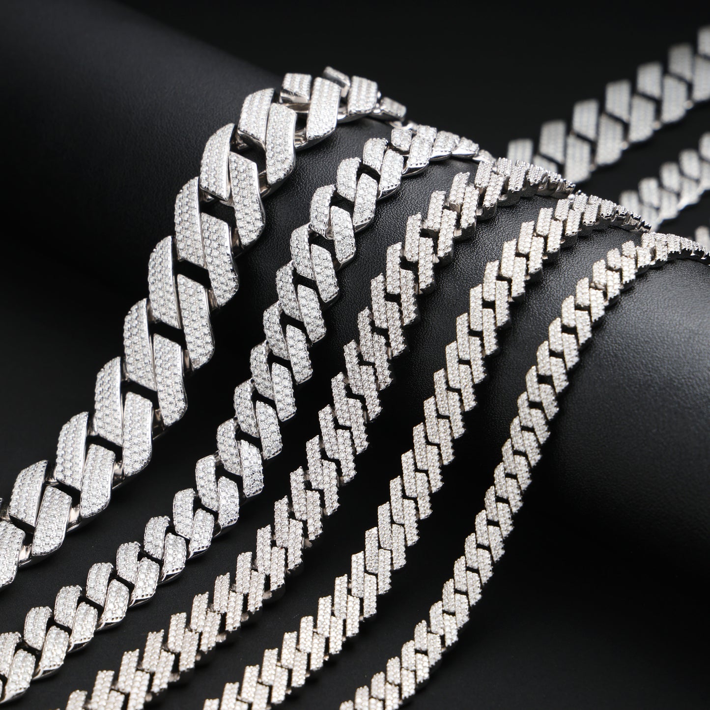 Moissanite Cuban Link Chain 925 Sterling Silver ALL SIZES