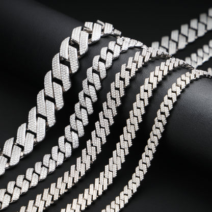Moissanite Cuban Link Chain 925 Sterling Silver ALL SIZES