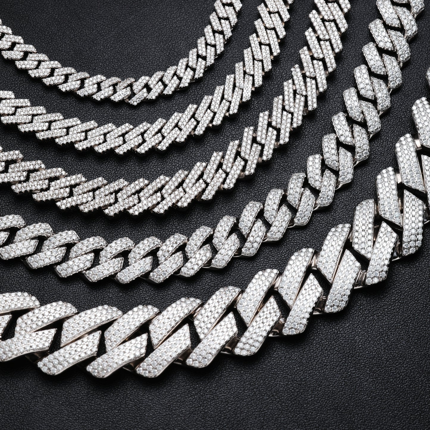 Moissanite Cuban Link Chain 925 Sterling Silver ALL SIZES