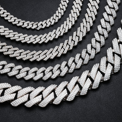 Moissanite Cuban Link Chain 925 Sterling Silver ALL SIZES