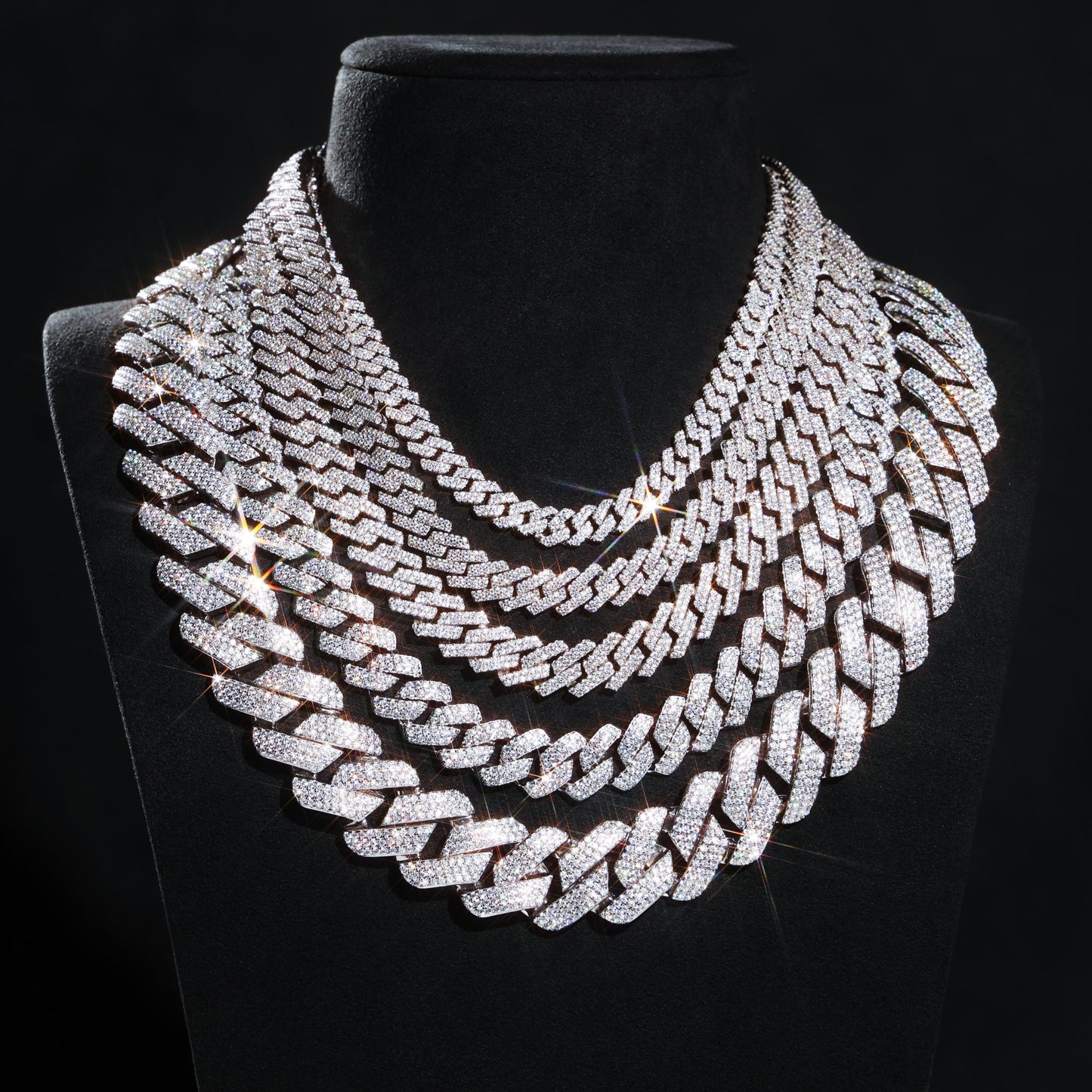 Moissanite Cuban Link Chain 925 Sterling Silver ALL SIZES
