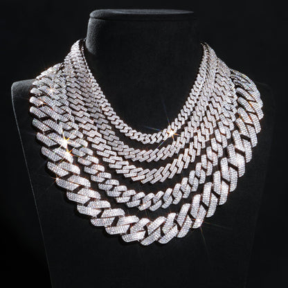 Moissanite Cuban Link Chain 925 Sterling Silver ALL SIZES