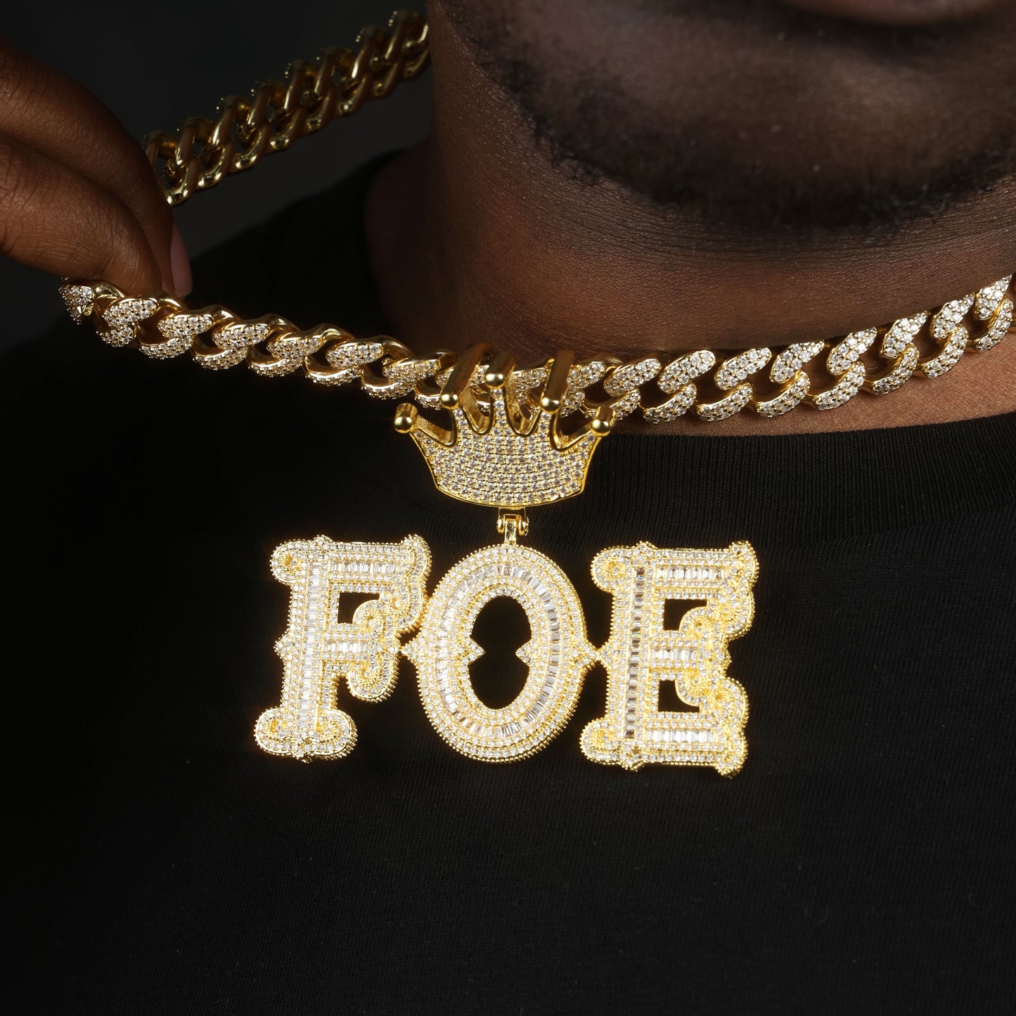 Custom Baguette Letters Pendant 18K Gold