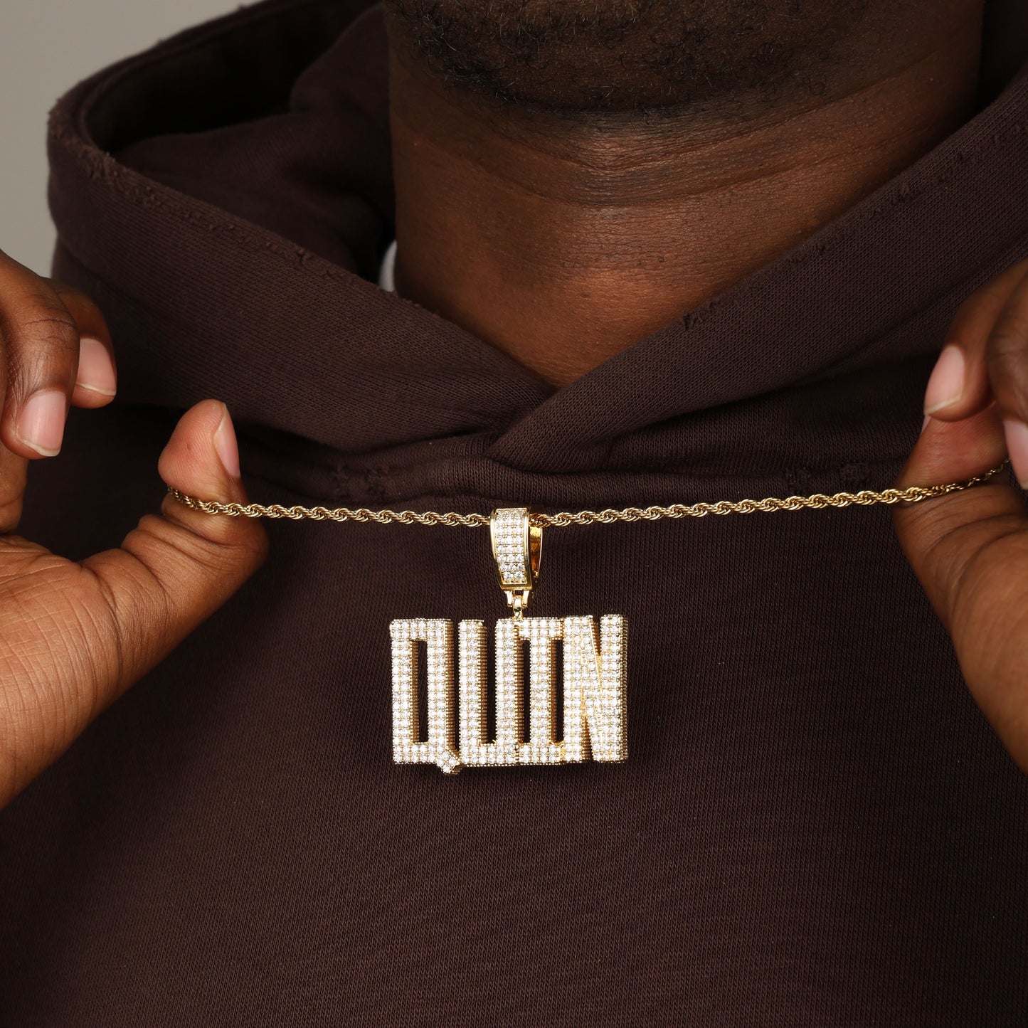 Custom  Letters Diamond Name Pendant 18K Gold