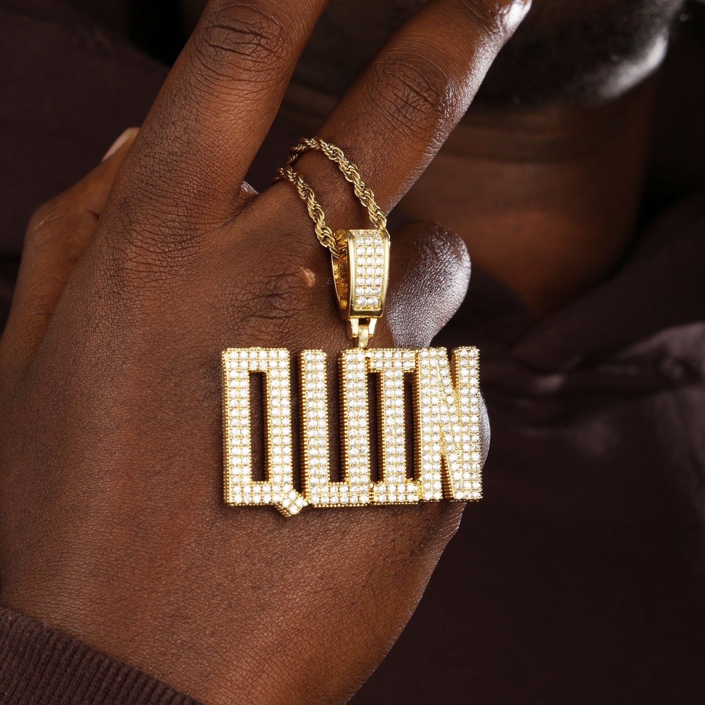 Custom  Letters Diamond Name Pendant 18K Gold