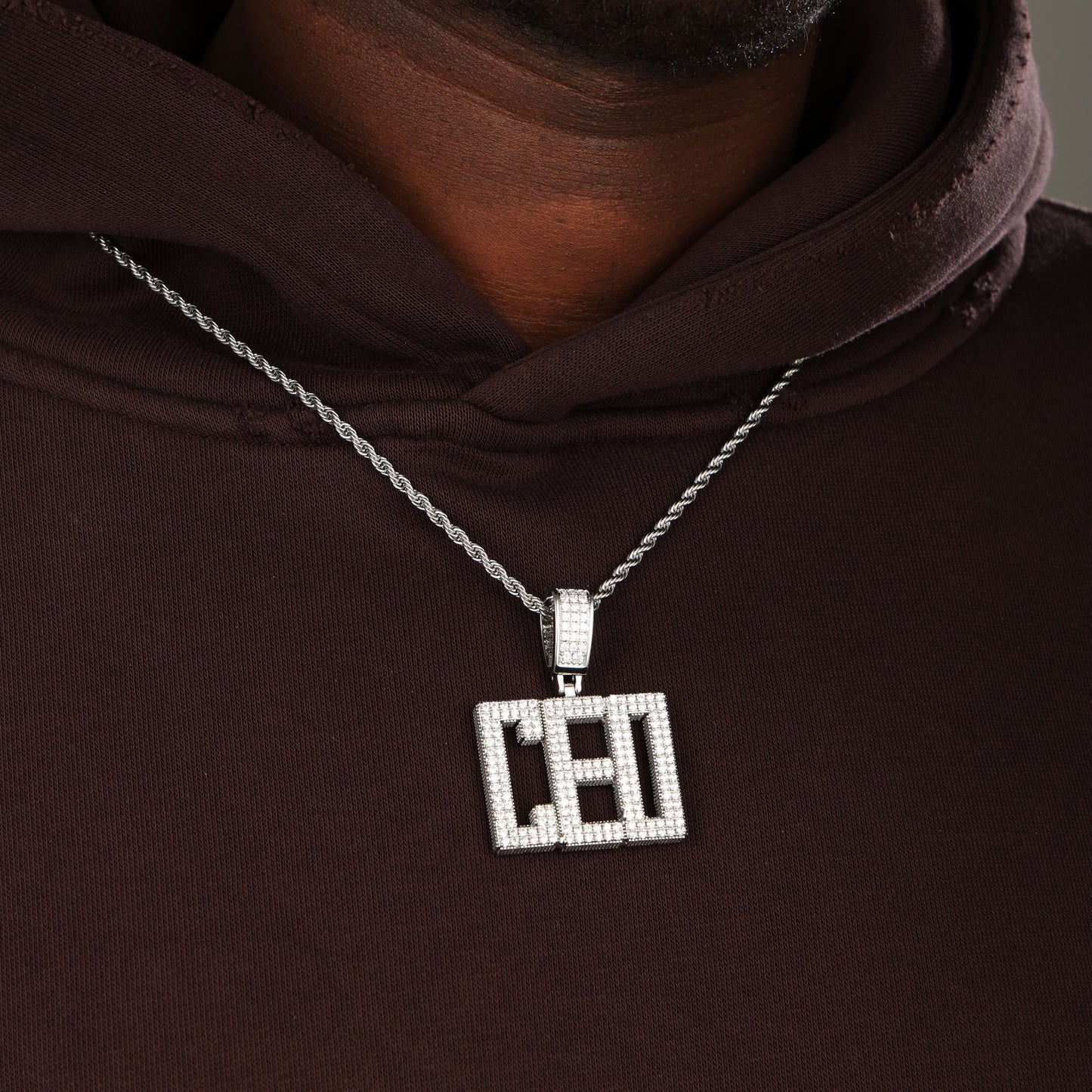 Custom  Letters Diamond Name Pendant White Gold