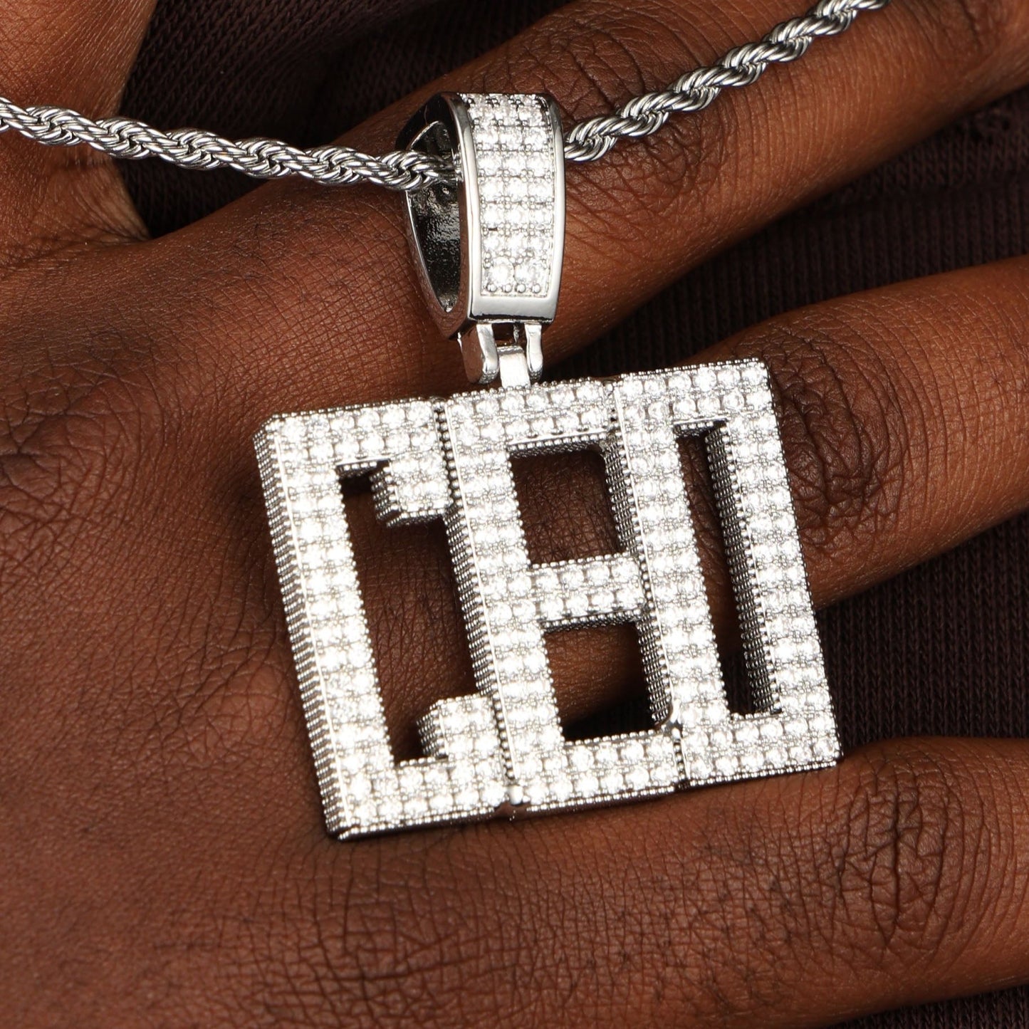 Custom  Letters Diamond Name Pendant White Gold