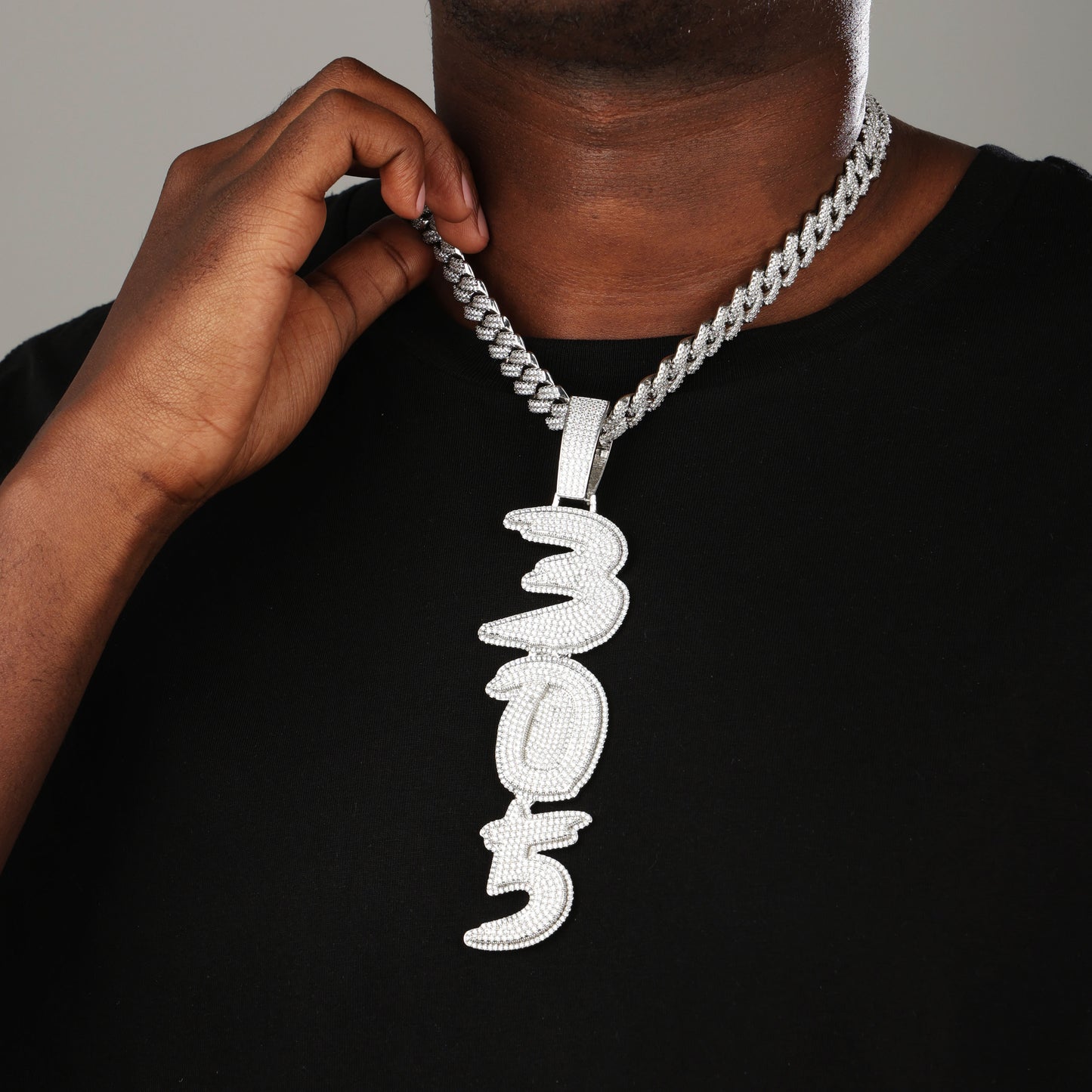 Custom Iced Letter Name Necklace White Gold
