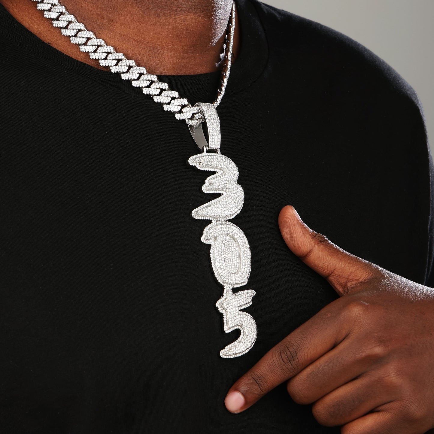 Custom Iced Letter Name Necklace White Gold