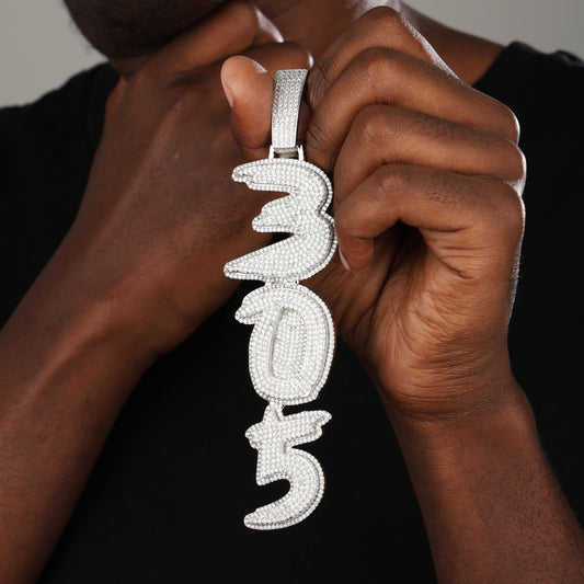 Custom Iced Letter Name Necklace White Gold