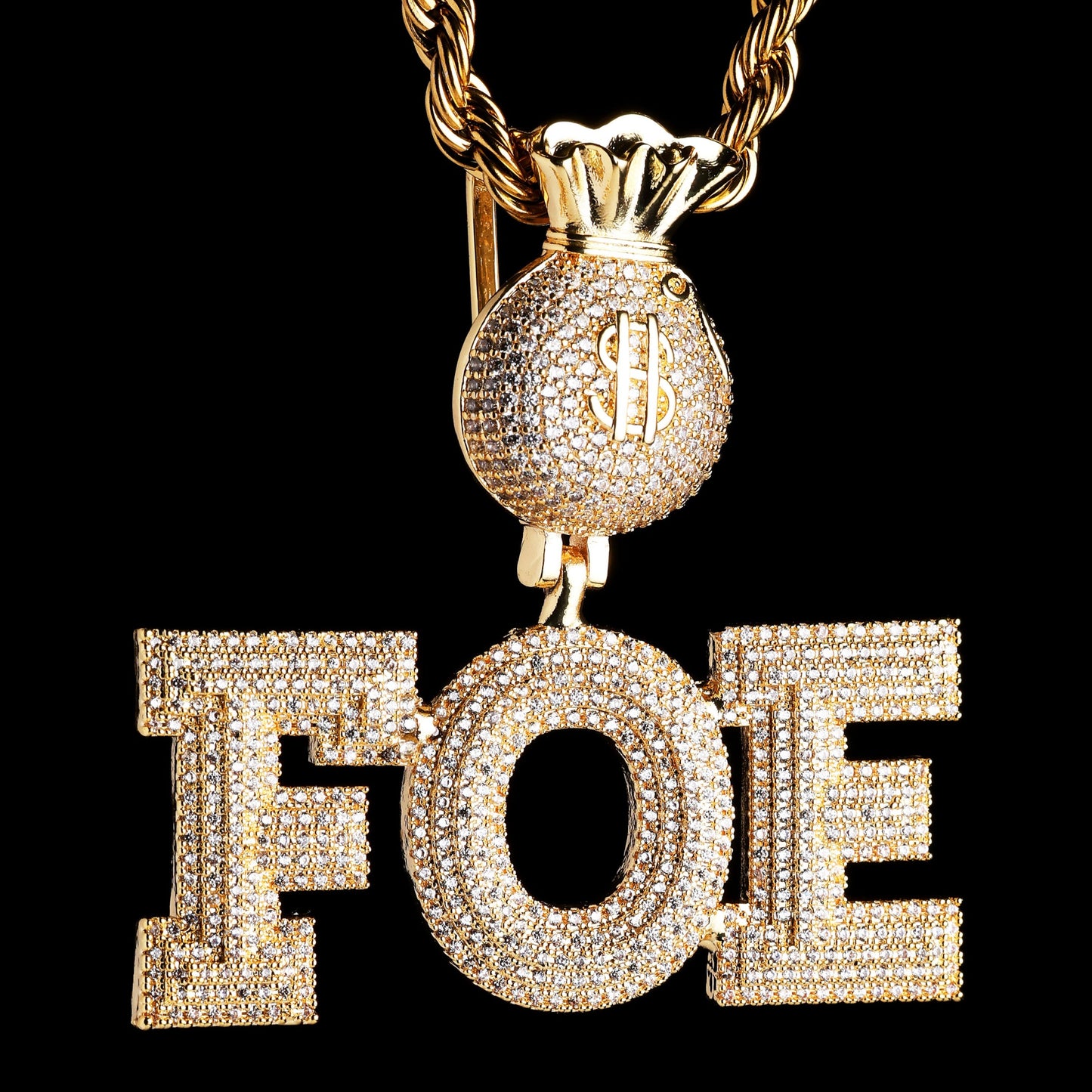 Custom Micro Pave Letter Name Necklace 18K Gold