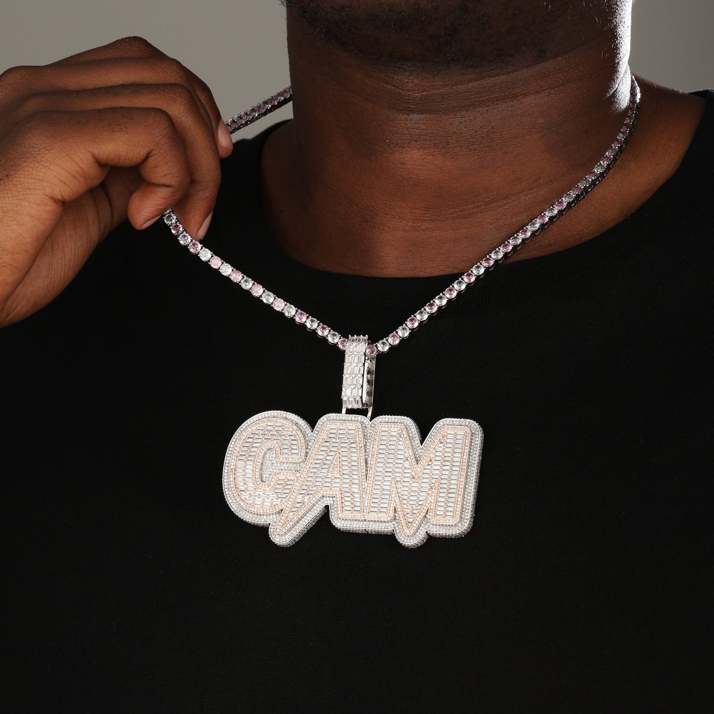 Custom Letters Baugette Two Layer Pendant Necklace