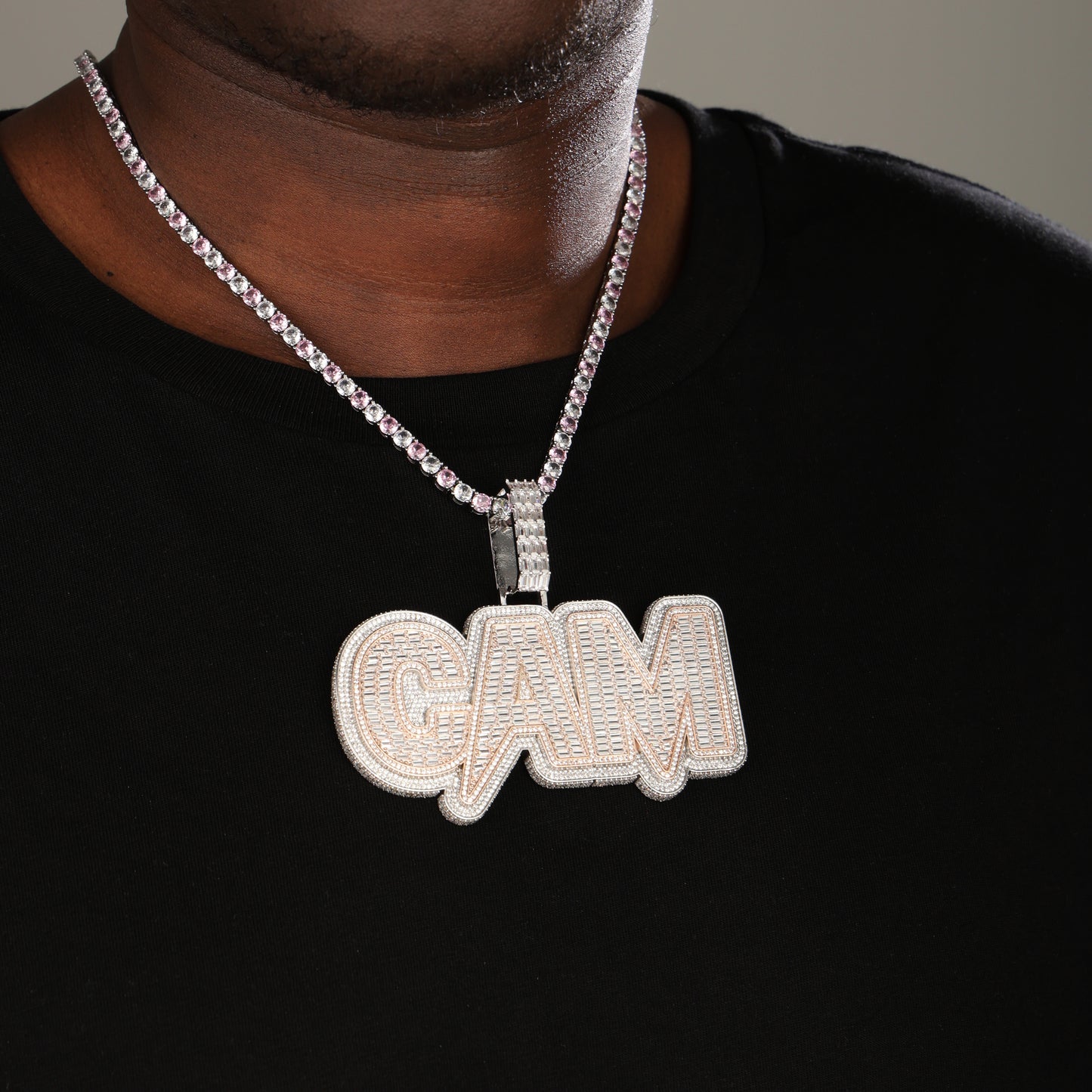 Custom Letters Baugette Two Layer Pendant Necklace