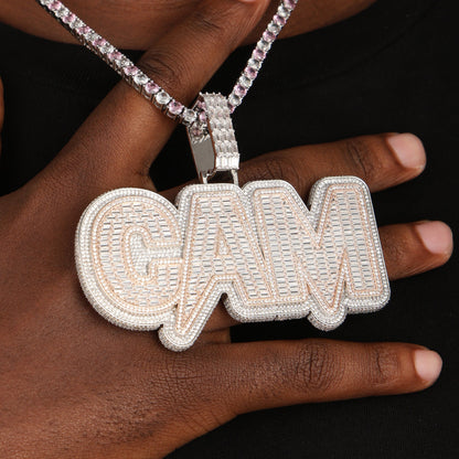 Custom Letters Baugette Two Layer Pendant Necklace