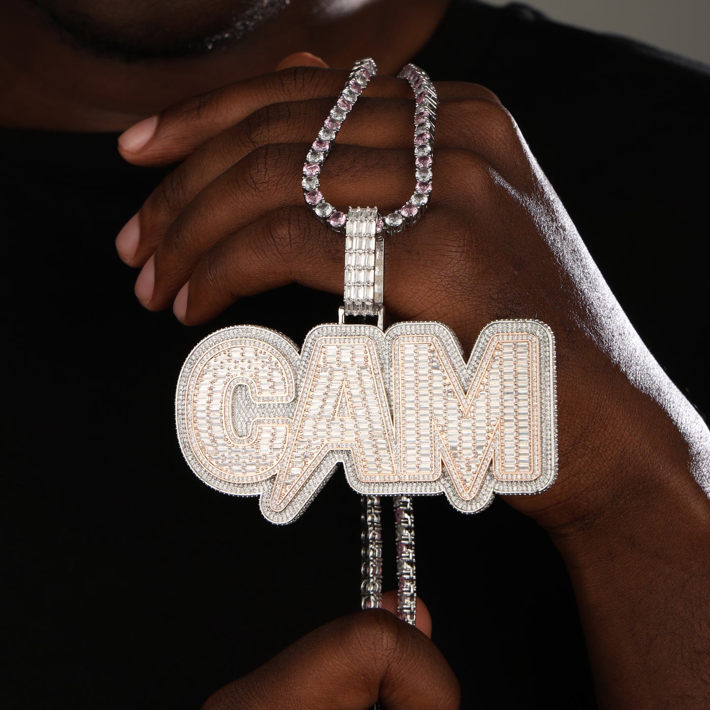Custom Letters Baugette Two Layer Pendant Necklace