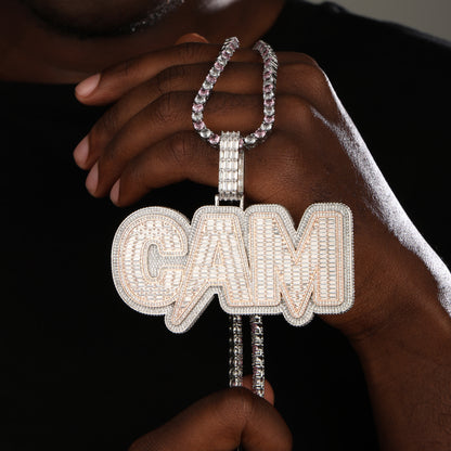 Custom Letters Baugette Two Layer Pendant Necklace