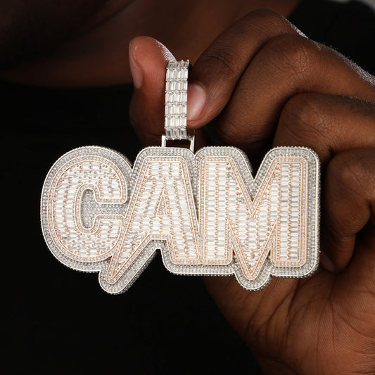 Custom Letters Baugette Two Layer Pendant Necklace
