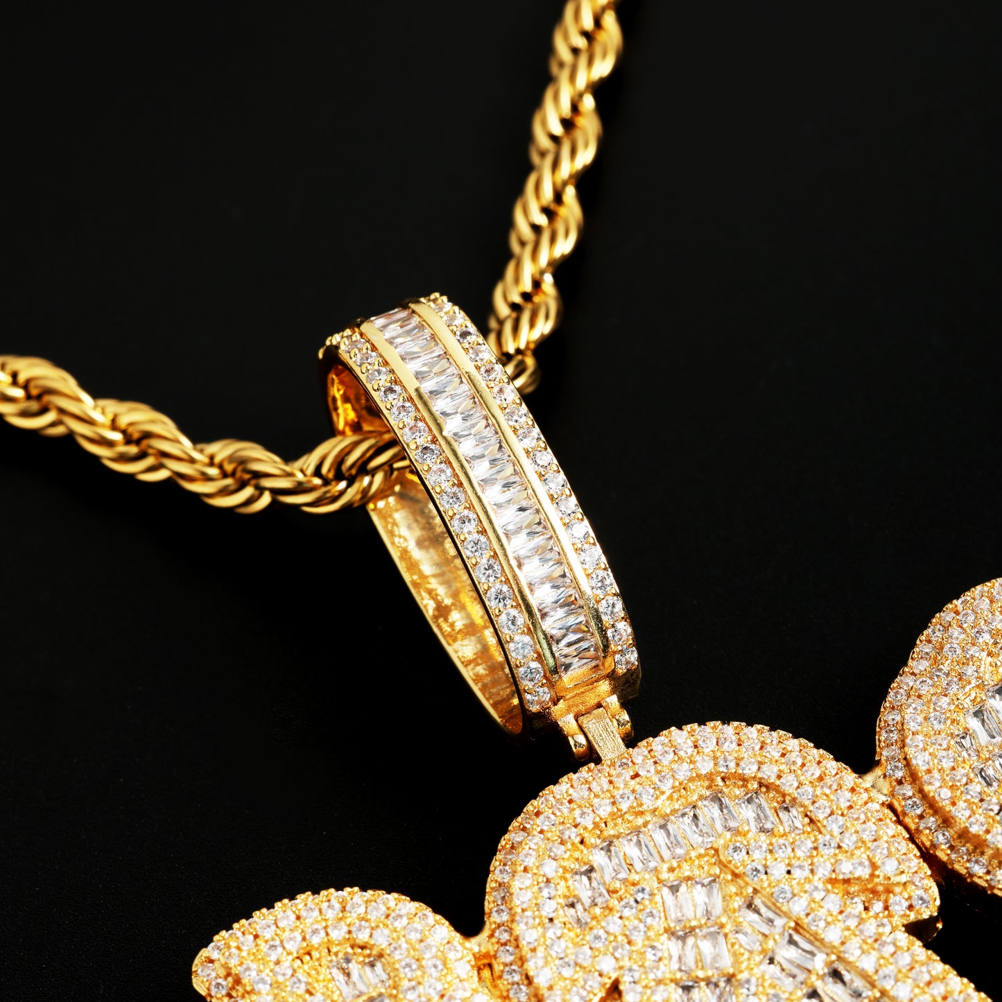 Custom Big Baguette Letter Name Pendant