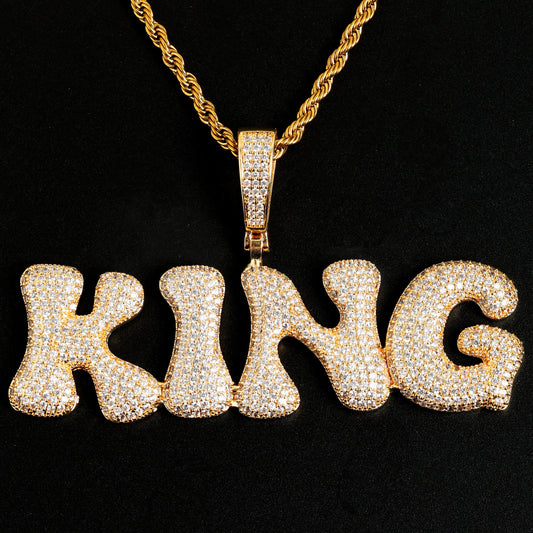 Iced Out Custom Bubble Letter Pendant