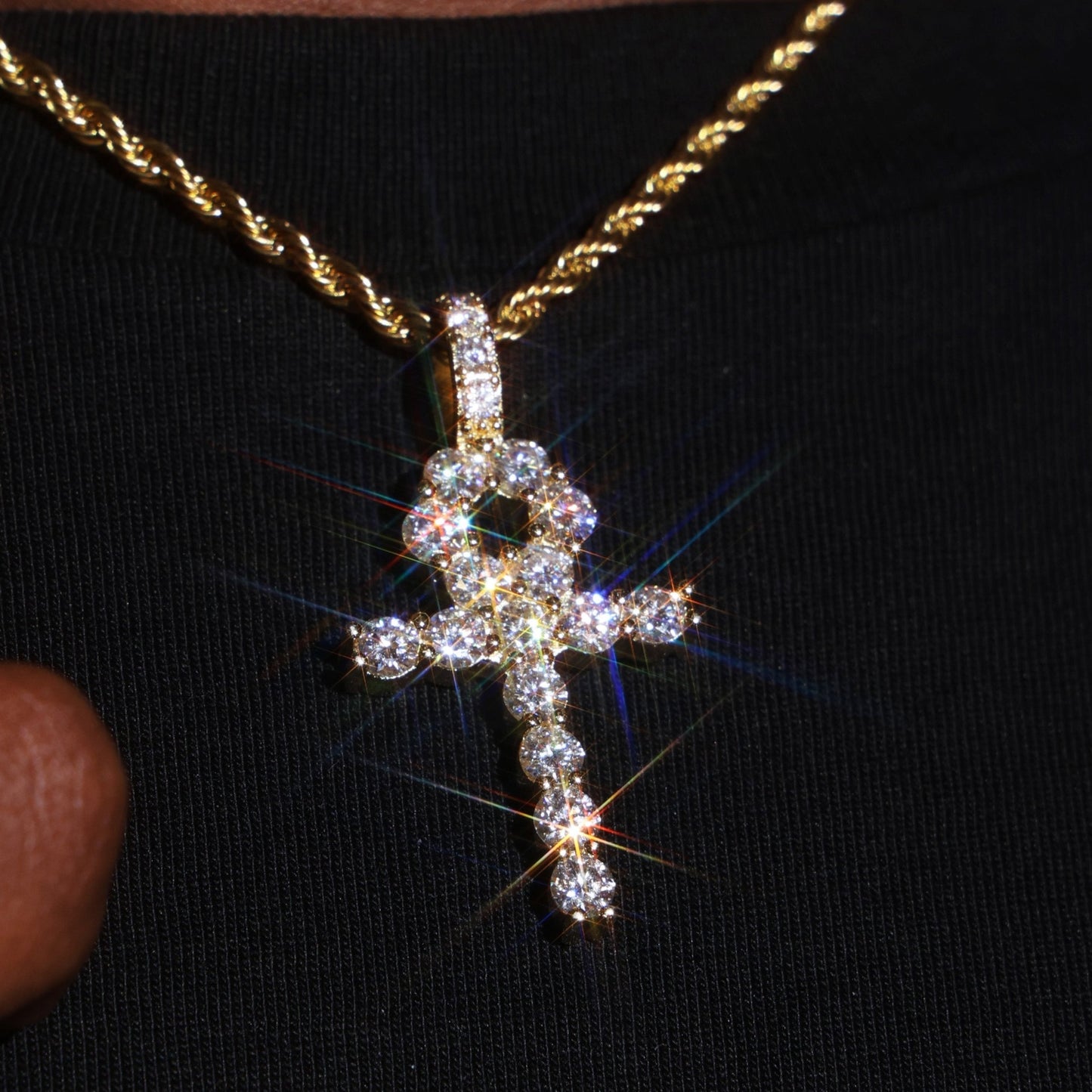 925 Silver Moissanite Ankh Necklace Pendant 18K Gold