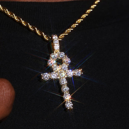 925 Silver Moissanite Ankh Necklace Pendant 18K Gold