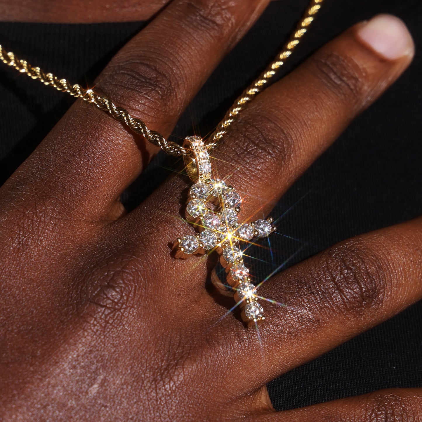 925 Silver Moissanite Ankh Necklace Pendant 18K Gold