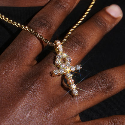 925 Silver Moissanite Ankh Necklace Pendant 18K Gold