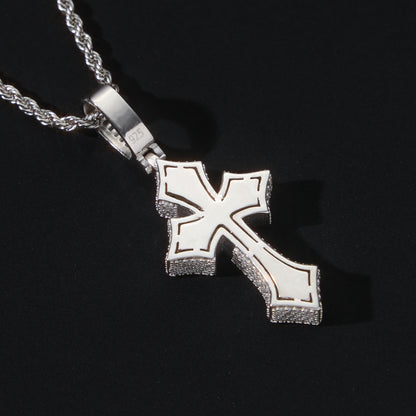925 Silver Moissanite Baguette Cross Pendant