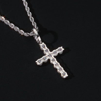 925 Silver Moissanite Cross Necklace Pendant White Gold