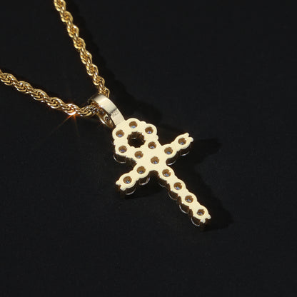 925 Silver Moissanite Ankh Necklace Pendant 18K Gold