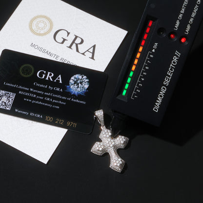925 Silver Moissanite Cross Pendant White Gold