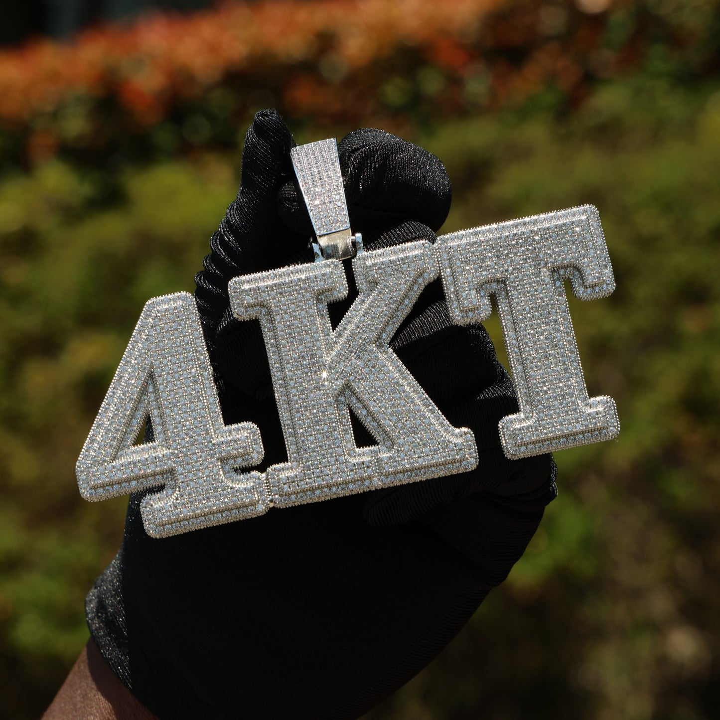 Custom Big Letter Name Pendant White Gold
