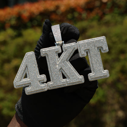 Custom Big Letter Name Pendant White Gold