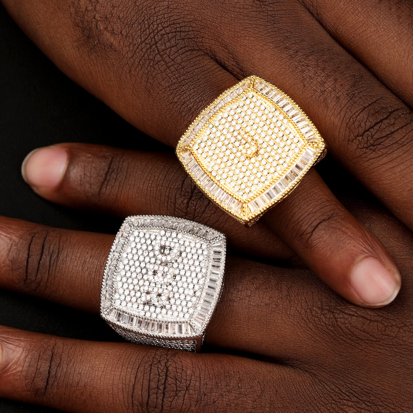 CZ Iced Out Custom Letter 3D Iced Ring