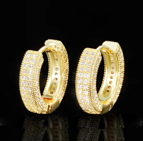 18K GOLD-PLATED HIP HOP AAA CZ EARRING