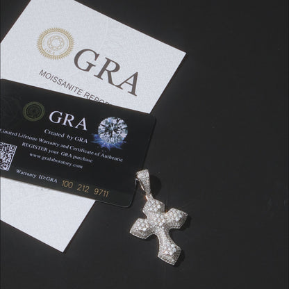 925 Silver Moissanite Cross Pendant White Gold