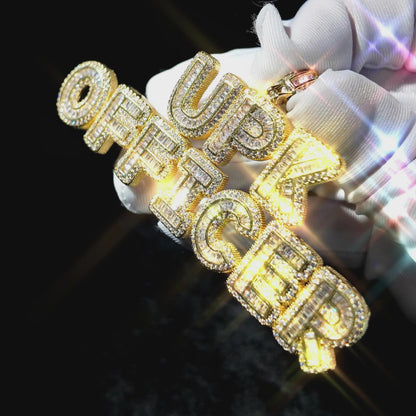 Custom Baguette Letter Name Necklace 18K Gold