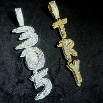 Custom Iced Letter Name Necklace White Gold