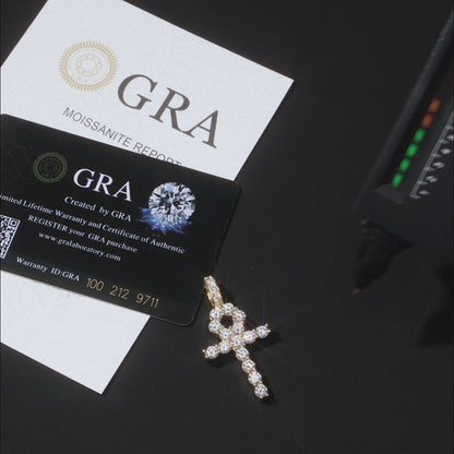 925 Silver Moissanite Ankh Necklace Pendant 18K Gold