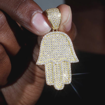 925 Silver Moissanite Hamsa Pendant 18K GOLD
